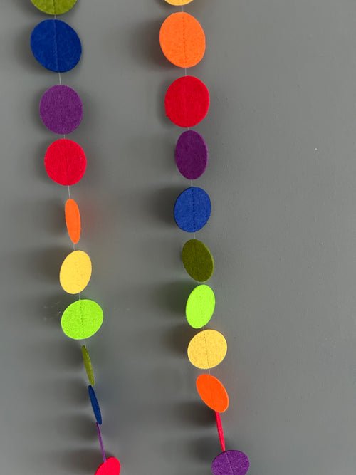 "Neon Lights" Bright Felt Dotty Garland